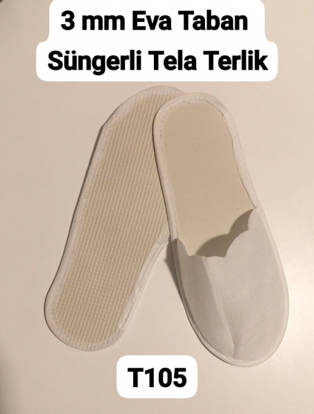 (STOKTAN TESLİM ) T105 - Baskısız / T 106 Baskılı Etrafından Şeritli  3 mm Taban 3MM Süngerli Tela Terlik 