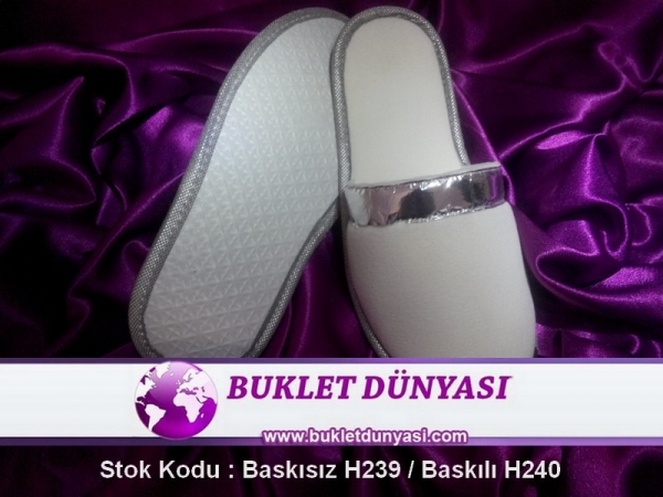 H239 - H240 Çift Saya Parlak Şeritli Havlu Terlik