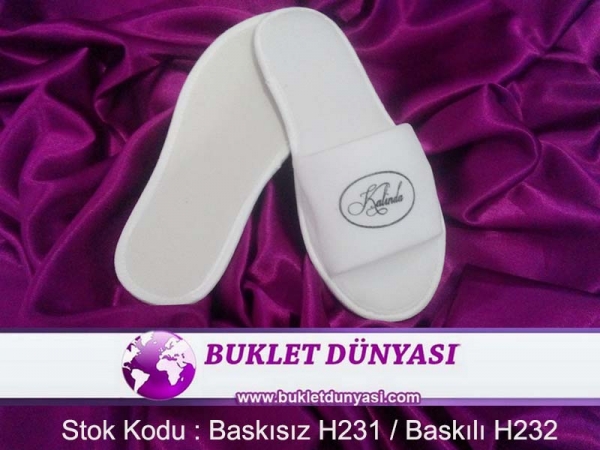 Açık Burun P. Havlu Terlik 6 MM Baskısız H231 / Baskılı H232